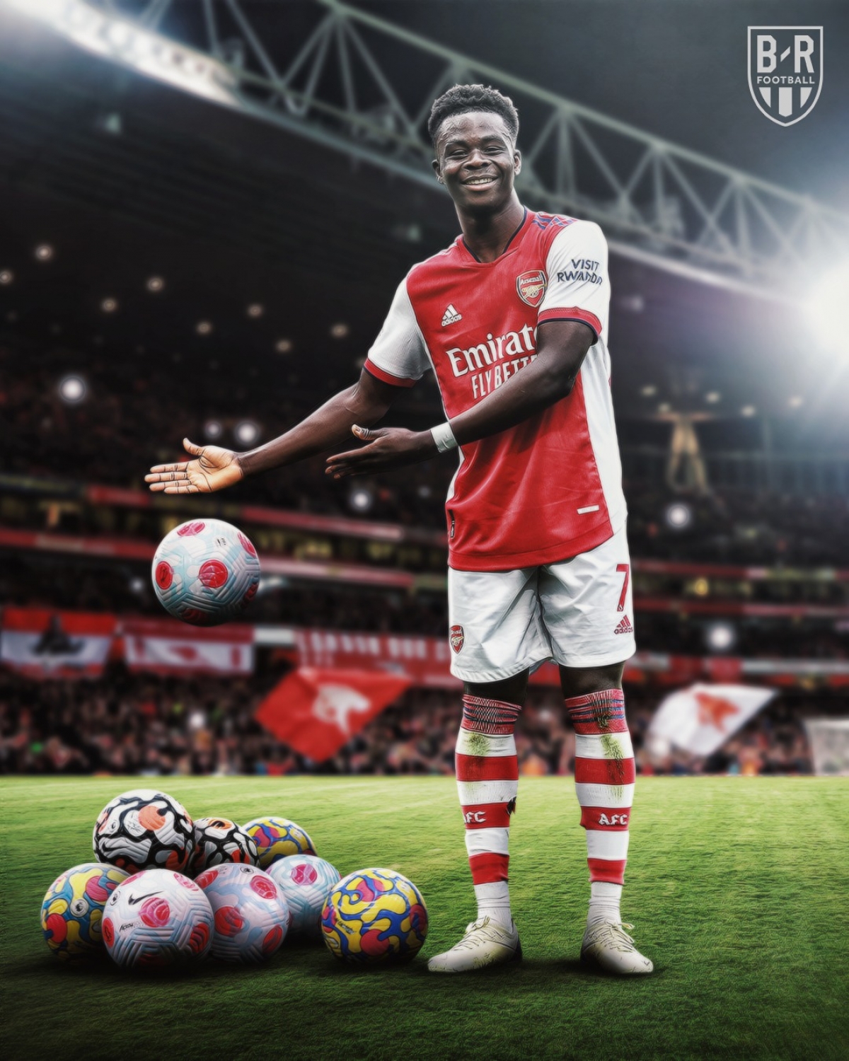 Saka đang là nguồn cảm hứng của Arsenal ở mùa giải này. (Ảnh: Bleacher Reports)