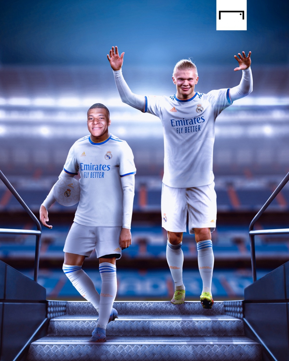 Real Madrid và giấc mơ sở hữu cả Mbappe lẫn Haaland. (Ảnh: Goal)