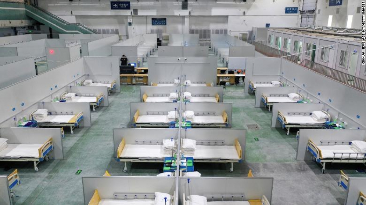 Bệnh viện dã chiến dành cho bệnh nhân Covid-19 tại thành phố Trường Xuân, tỉnh Cát Lâm, tháng 3/2022. Ảnh: CNN