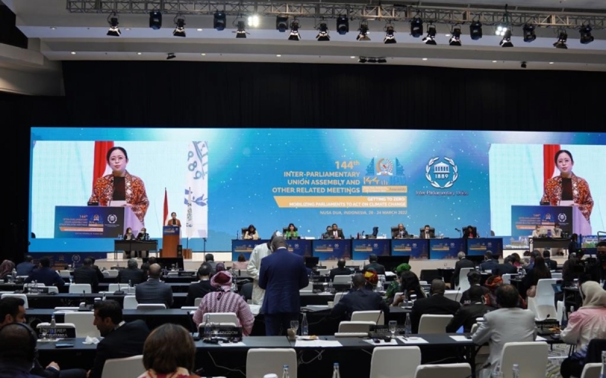 Chủ tịch Hạ viện Indonesia, Puan Maharani tại phiên họp. Nguồn: DPRRI