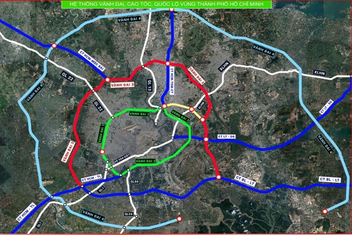 Sơ đồ hệ thống vành đai, cao tốc, quốc lộ vùng Thành phố Hồ Chí Minh. Ảnh: Báo Chính phủ