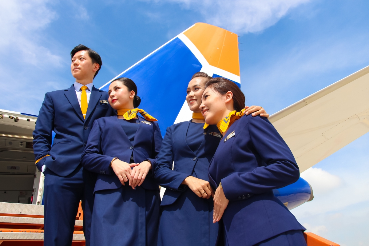 Hình ảnh tiếp viên Pacific Airlines trong đồng phục mới.