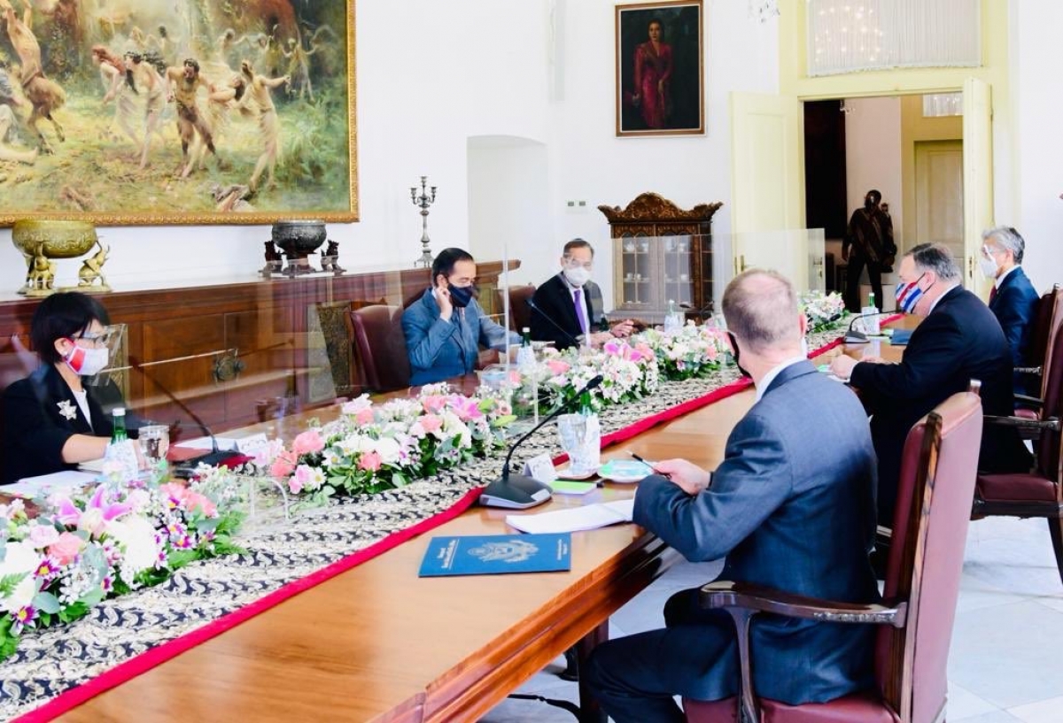 Buổi làm việc giữa Tổng thống Indonesia, Joko Widodo (trái) và Ngoại trưởng Mỹ, Mike Pompeo  (Nguồn: BNG Indonesia).