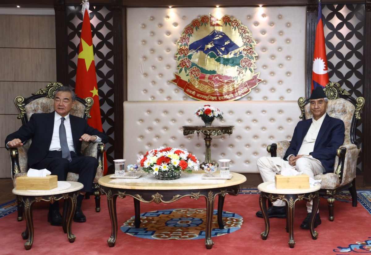 Bộ trưởng Ngoại giao Trung Quốc Vương Nghị hội đàm với người đồng cấp Nepal Narayan Khadka, ngày 26/3 (Nguồn: Bộ Ngoại giao Nepal)