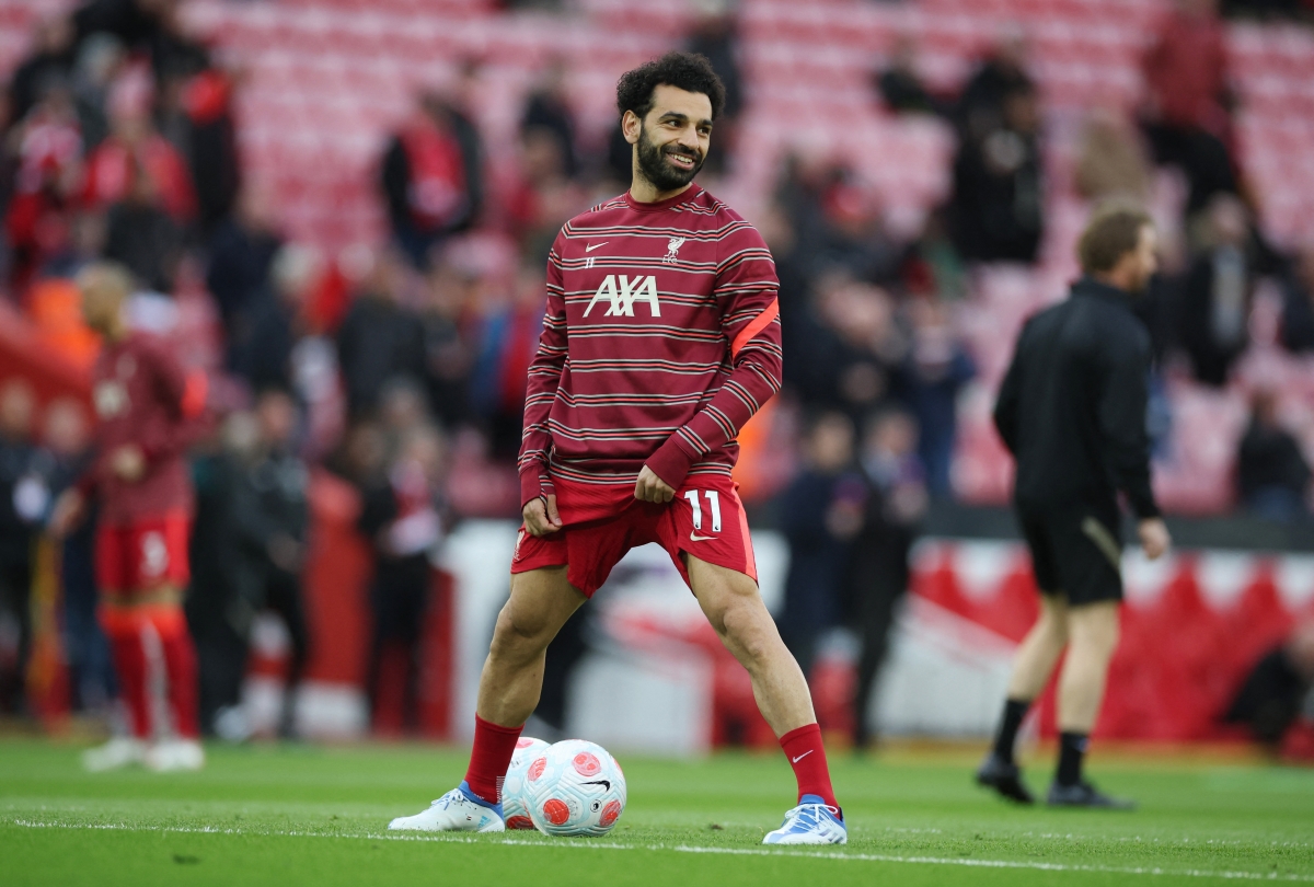 Salah cùng Mane và Diaz tạp thành tam tấu trên hàng công Liverpool trong màn tiếp đón MU. (Ảnh: Reuters).