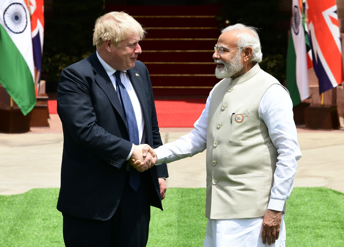 Thủ tướng Anh Boris Johnson lần đầu có chuyến thăm chính thức tới Ấn Độ trên cương vị Thủ tướng (Nguồn: ANI)