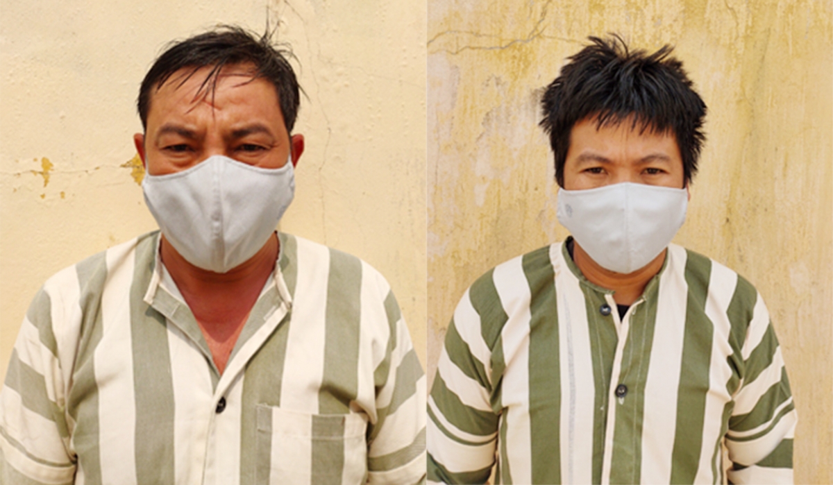 Bị can Trần Văn Kền (trái) và Trần Hậu Hà.