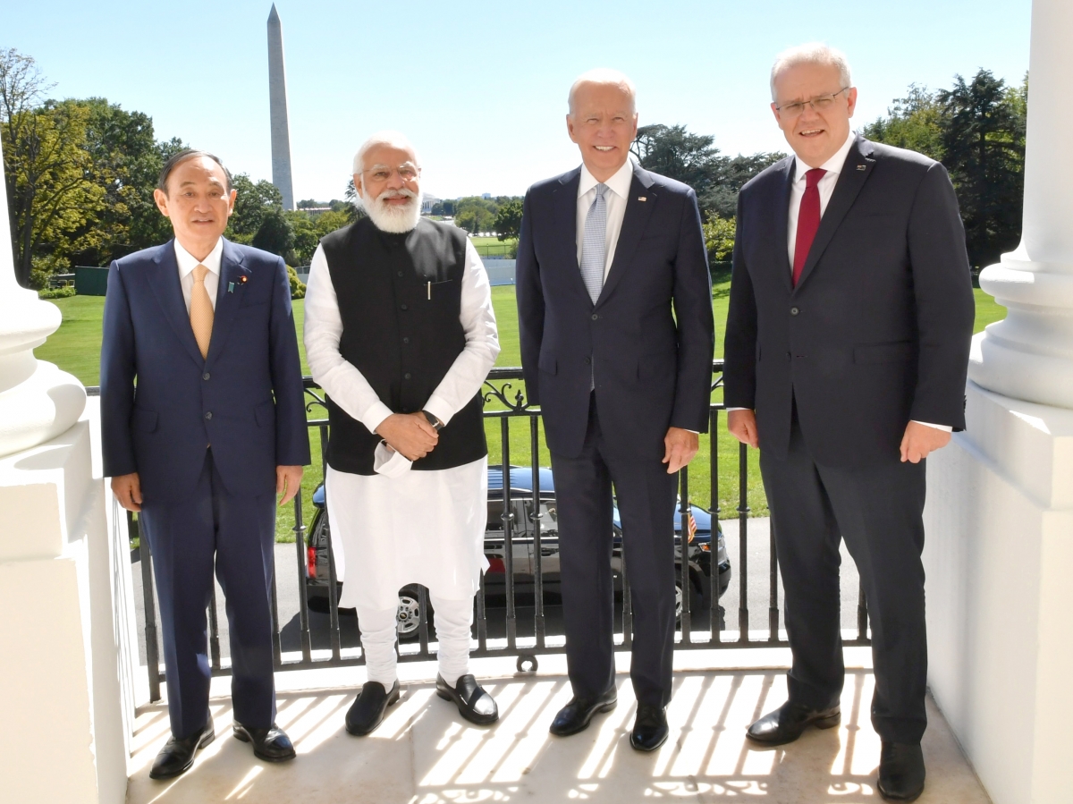 Các nhà lãnh đạo Nhóm Đối thoại An ninh bốn bên gặp nhau tại thủ đô Washington, tháng 9/2021 (Nguồn: ANI)