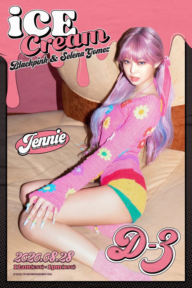 jennie (blackpink) nhuom toc hong, xinh nhu bup be trong poster "ice cream" hinh 1