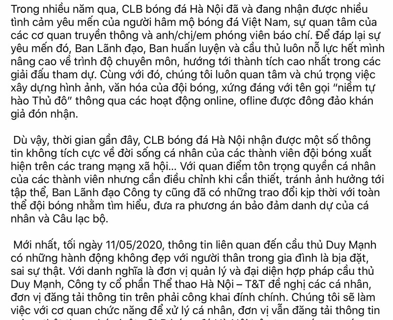 ha noi fc bac tin don trung ve duy manh danh vo ngay tren pho hinh 2