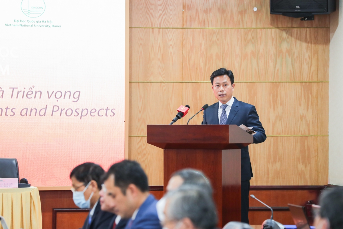 GS.TS Lê Quân - Giám đốc ĐHQGHN phát biểu tại Hội thảo 