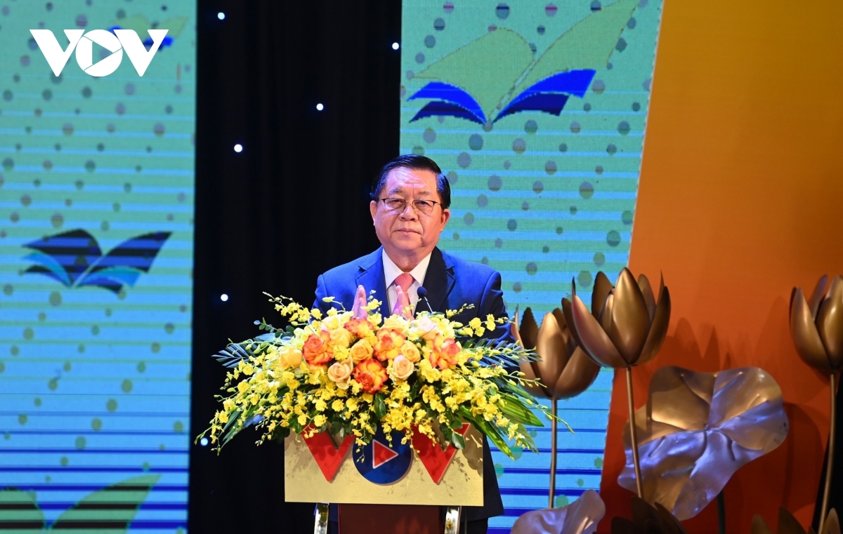 Ông Nguyễn Trọng Nghĩa, Bí thư Trung ương Đảng, Trưởng Ban Tuyên giáo Trung ương phát biểu tại buổi lễ trao giải.
