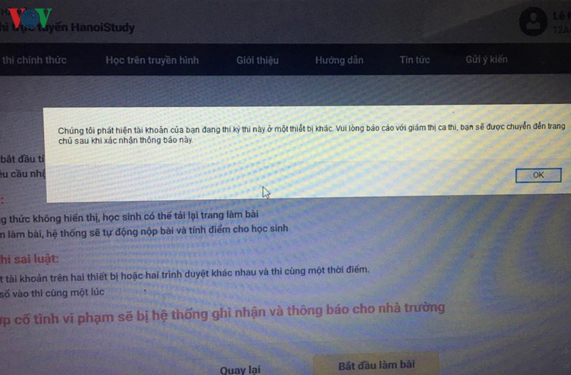 thi thu online o ha noi: 19h30 lam bai, 21h hoc sinh van chua the dang nhap hinh 1