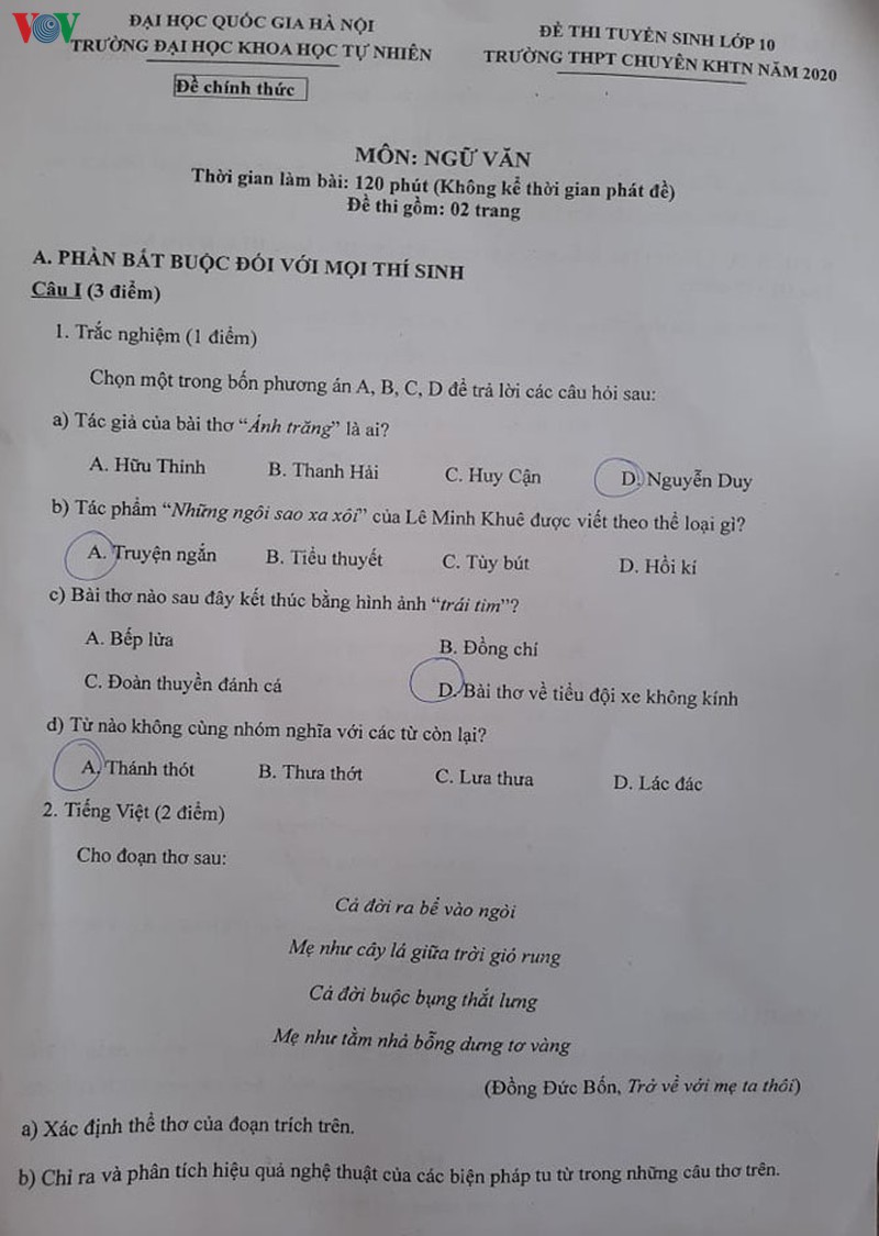 de thi ngu van lop 10 thpt chuyen khoa hoc tu nhien 2020 hinh 1