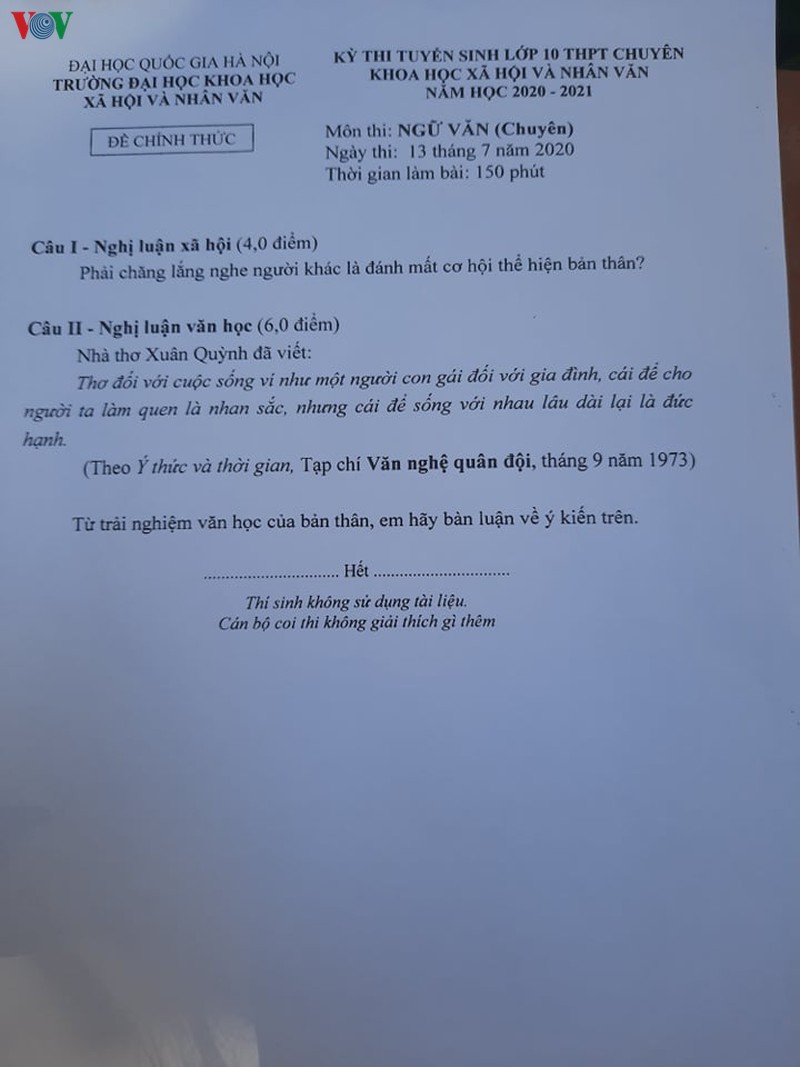 de chuyen van kho nhung hay, thi sinh hao hung sau 150 phut lam bai hinh 1