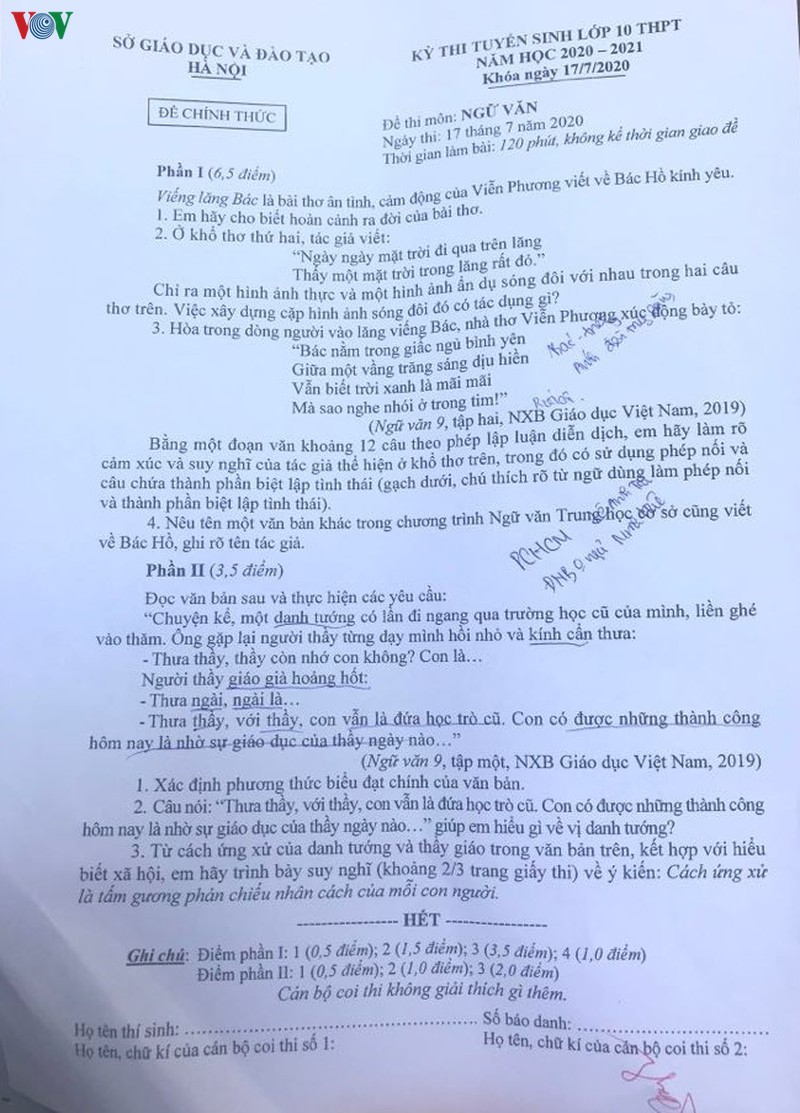 goi y dap an mon ngu van thi vao lop 10 tai ha noi nam 2020 hinh 1