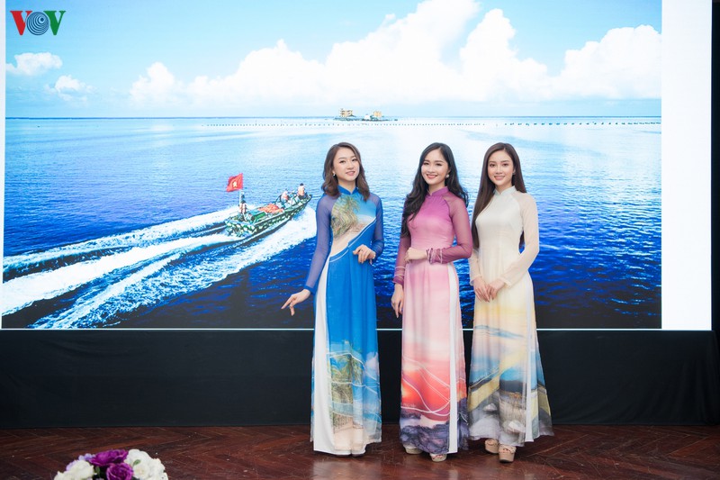 hoa hau ngoc han, do my linh do dang voi ao dai in hinh bien dao hinh 12