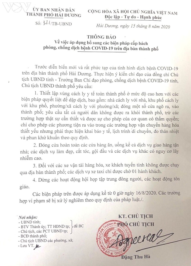tp hai duong them cac bien phap cap bach phong, chong dich benh covid-19  ​ hinh 1