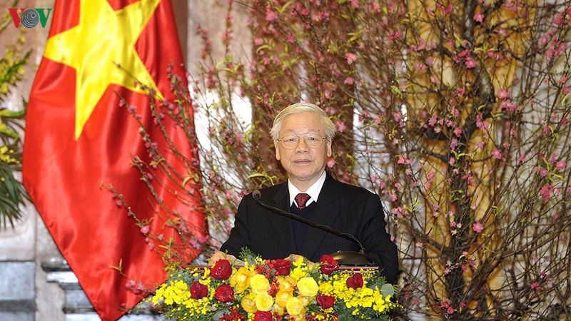 tong bi thu, chu tich nuoc chuc tet cac lanh dao, nguyen lanh dao  hinh 1