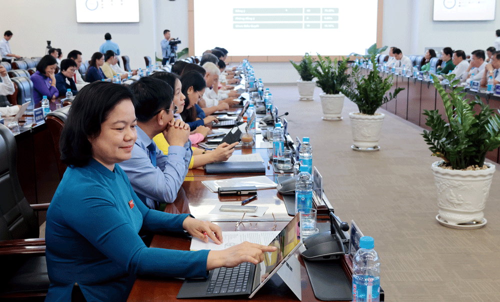 Đại biểu biểu quyết thông qua hồ sơ Quy hoạch tỉnh (ảnh: ĐC)