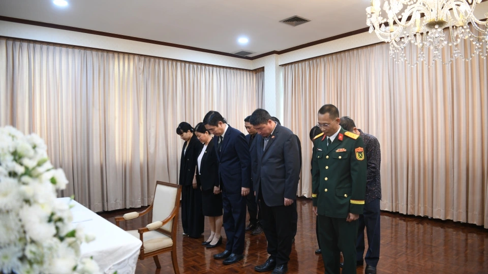 Đoàn đại biểu Đại sứ quán Việt Nam tại Thái Lan dành một phút mặc niệm..jpg