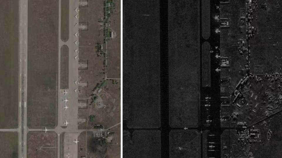 UAV Ukraine pha huy may bay Nga, anh ve tinh truoc va sau -Planet Labs PBC, Capella Space.jpg