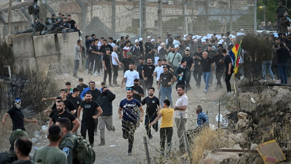 nguoi Druze Israel, nguoi Israel goc Druze tu tap o bien gioi Israel Syria de ung ho nguoi Druze Syria -Flash90.jpg