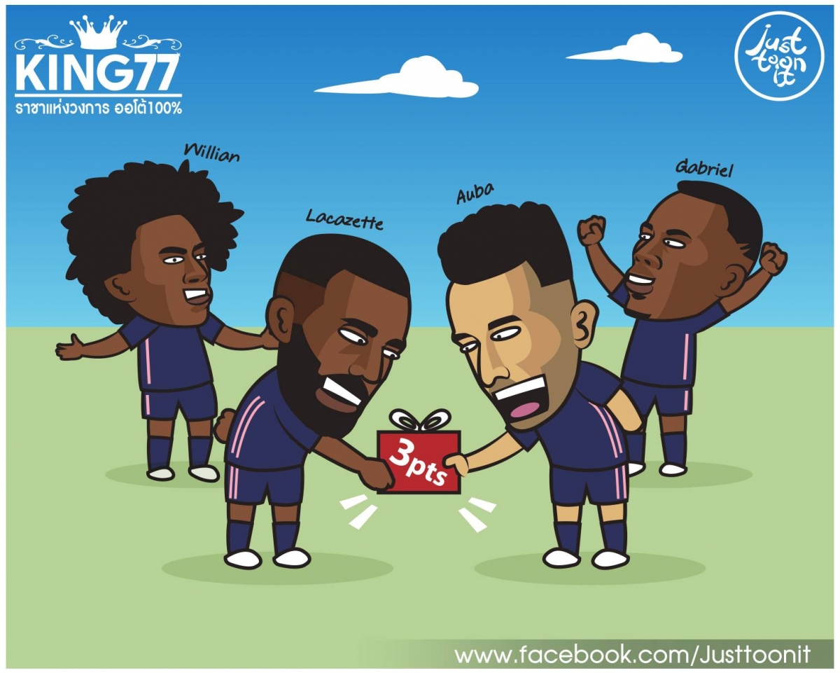 Arsenal khởi đầu Premier League như mơ. (Ảnh: Just Toon It)