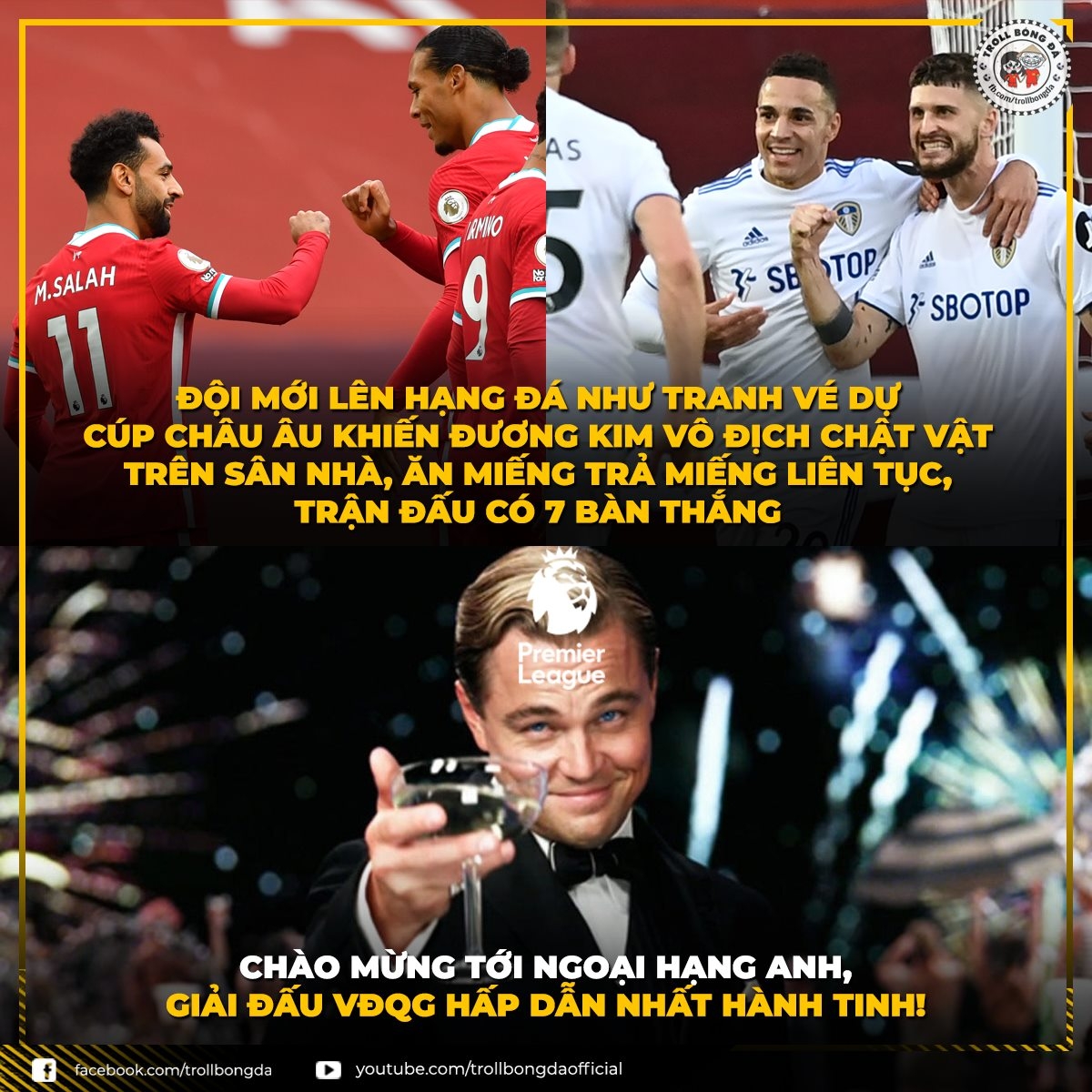 Liverpool và Leeds tạo ra bữa tiệc bàn thắng mãn nhãn. (Ảnh: Troll Bóng Đá)