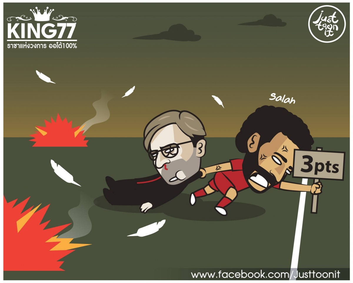 Salah cứu Liverpool "thoát nạt" trước Leeds. (Ảnh: Just Toon It)