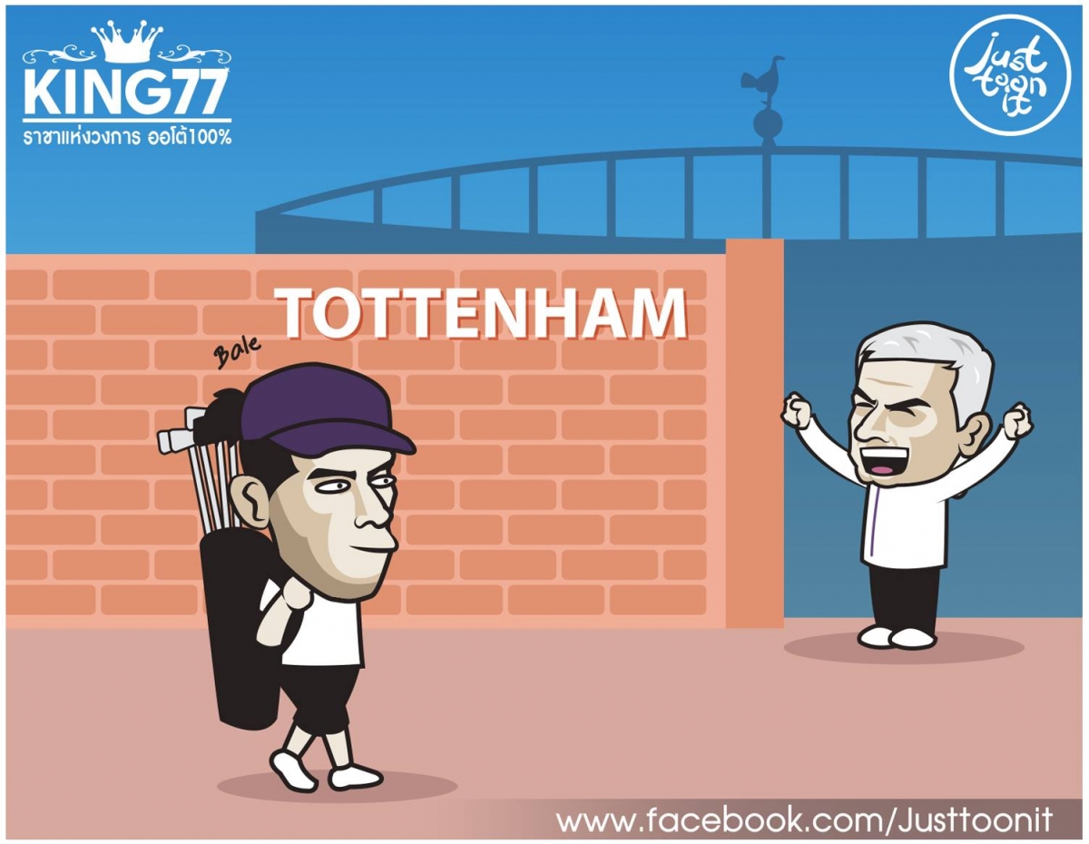 "Golfer" Gareth Bale tái hợp Tottenham. (Ảnh: Just Toon It)