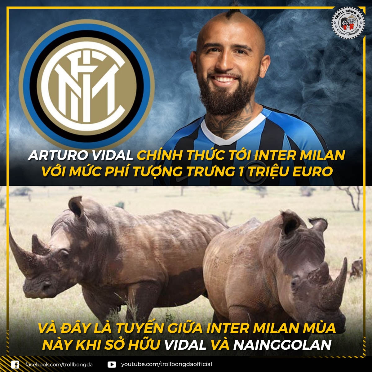 Cặp tiền vệ "siêu khủng" của Inter Milan. (Ảnh: Troll Bóng Đá)