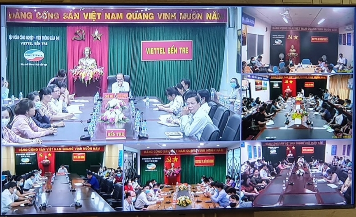 Các điểm cầu tại 62 tỉnh thành trên cả nước tham gia Hội nghị trực tuyến. (Ảnh: Bộ Y tế)