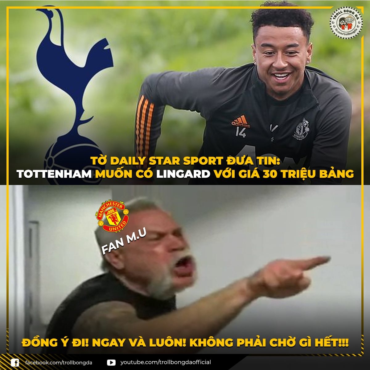 CĐV MU mừng rỡ khi nghe tin có đội muốn hỏi mua Lingard (Ảnh: Troll bóng đá).