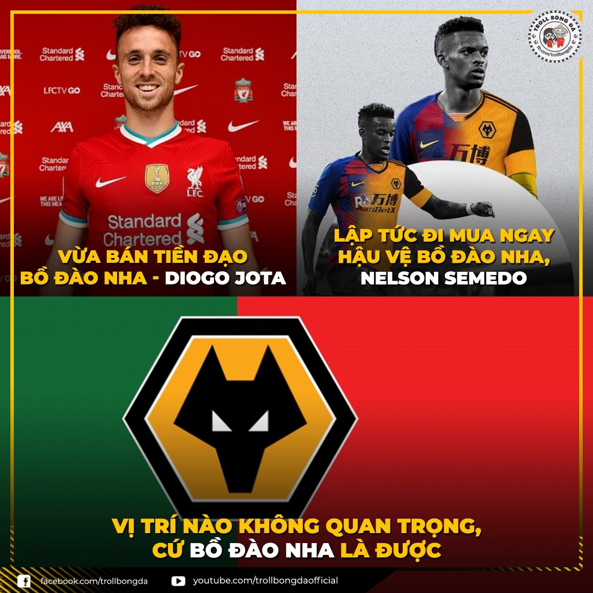 Wolves tiếp tục con đường trở thành "ĐT Bồ Đào Nha thu nhỏ". (Ảnh: Troll bóng đá).