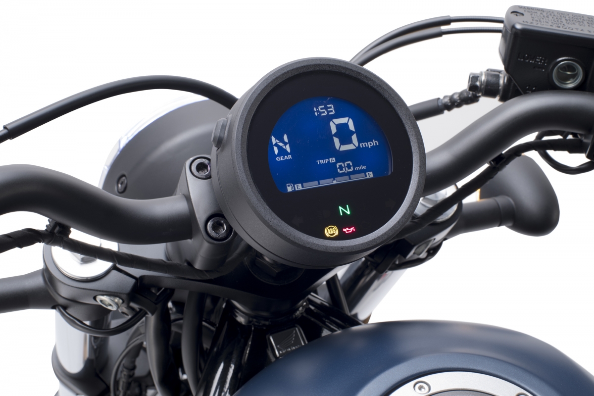 Màn hình LCD âm bản trên Rebel 500 mới.