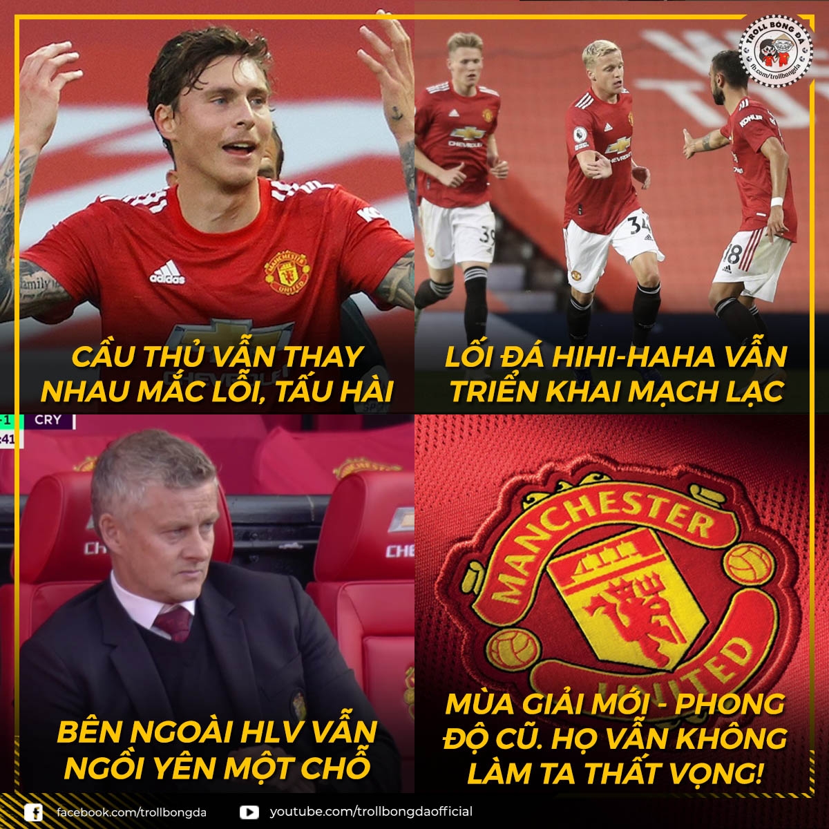 MU trình diễn lối đá "hihi-haha" ngày ra quân ở Ngoại hạng Anh (Ảnh: Troll bóng đá).
