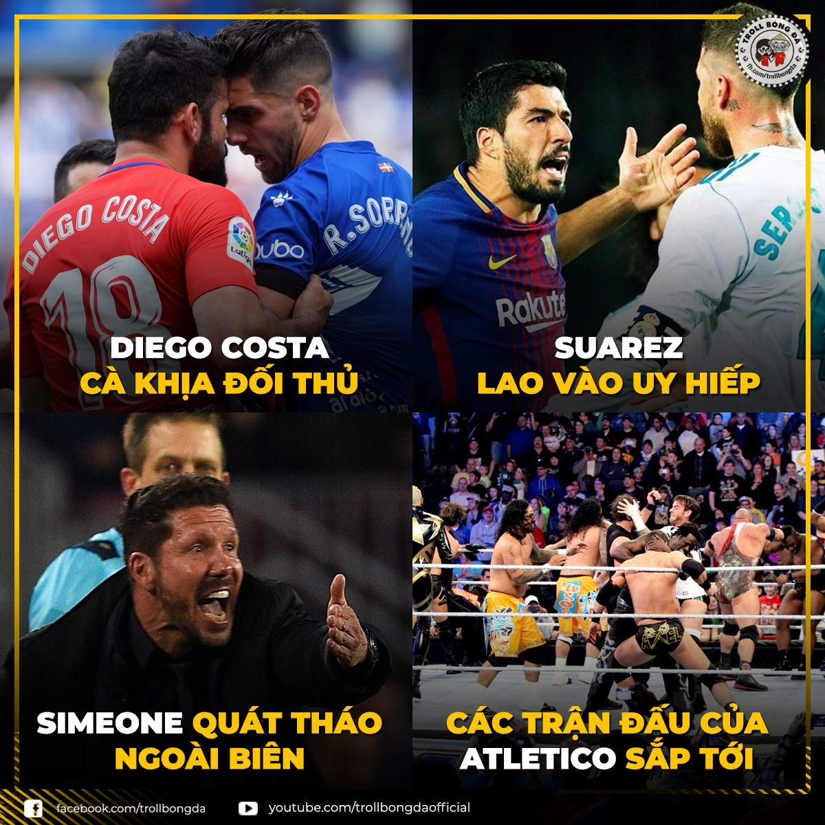 Khi Suarez chuẩn bị đến Atletico, người hâm mộ đã phần nào hình dung ra lối chơi của họ mùa giải tới. (Ảnh: Troll bóng đá).