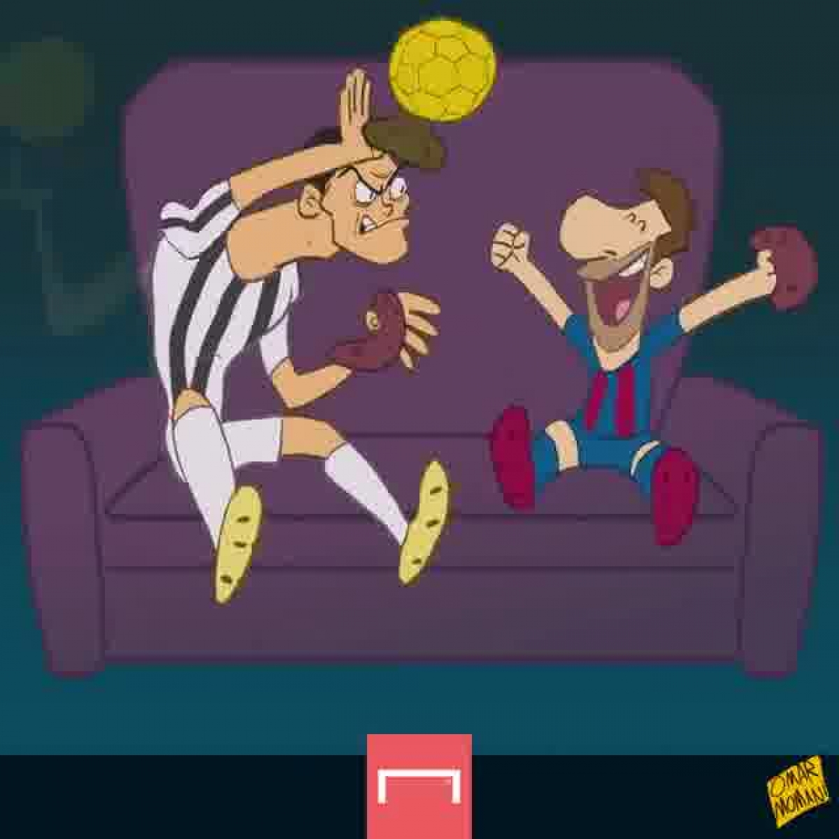 Ronaldo cầm Quả bóng Vàng ném Messi.