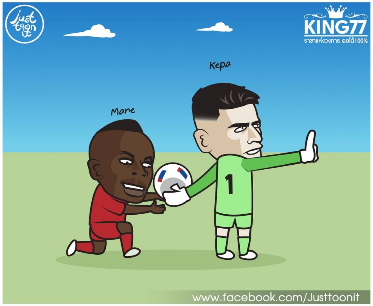 Kepa tặng quà cho Sadio Mane.