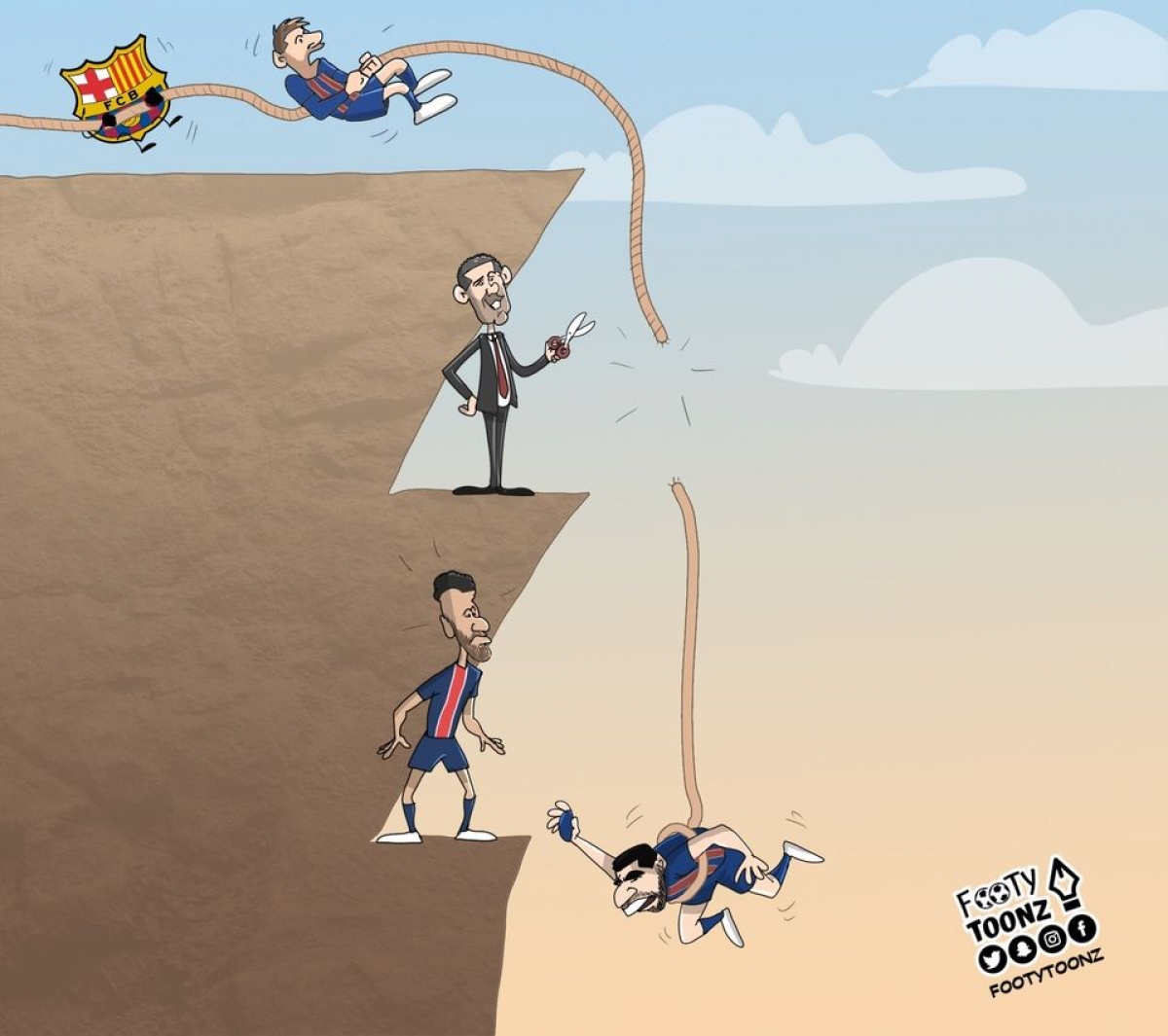 Messi bất lực trong việc cứu Suarez.