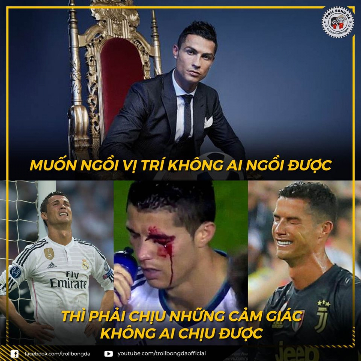 Để có được thành công, Ronaldo đã trải qua nhiều khó khăn, vất vả trong sự nghiệp. (Ảnh: Troll bóng đá).