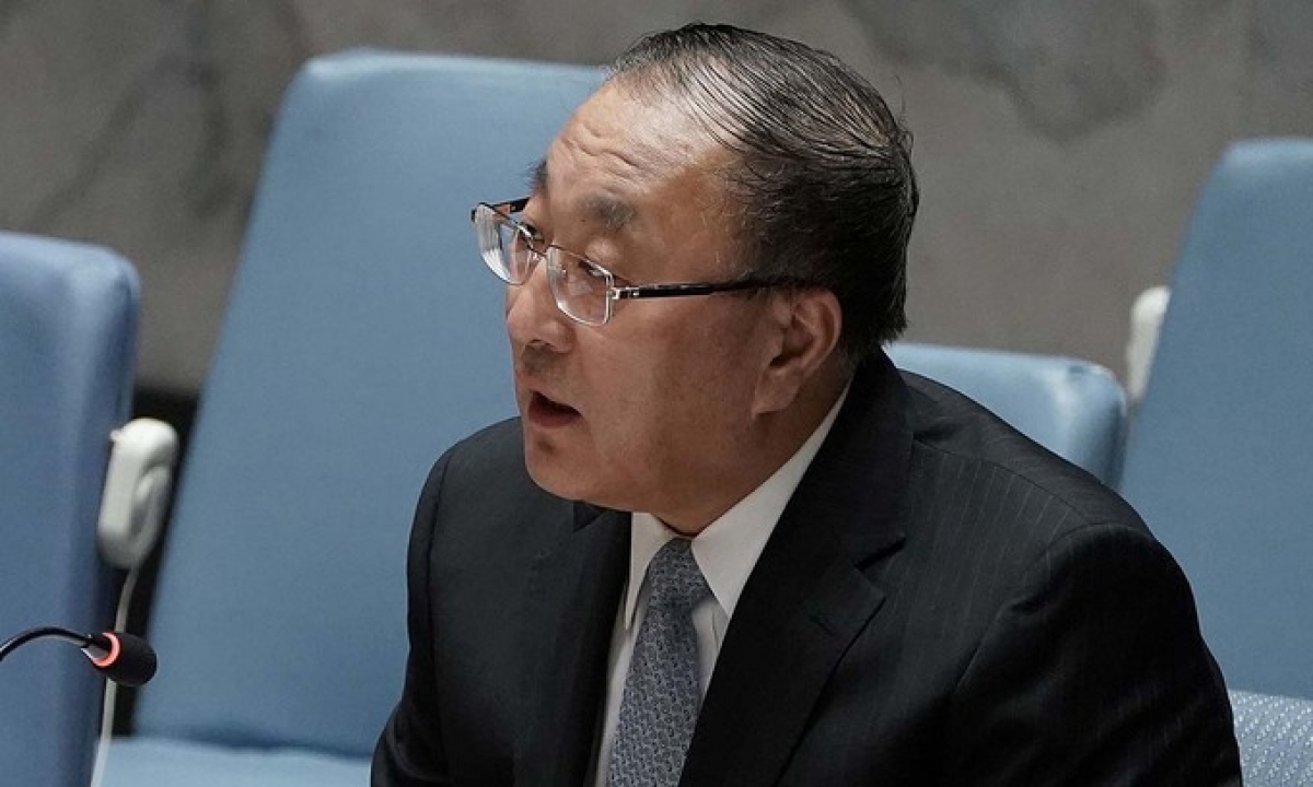 Đại sứ Trung Quốc tại Liên Hiệp Quốc Trương Quân. Ảnh: Reuters