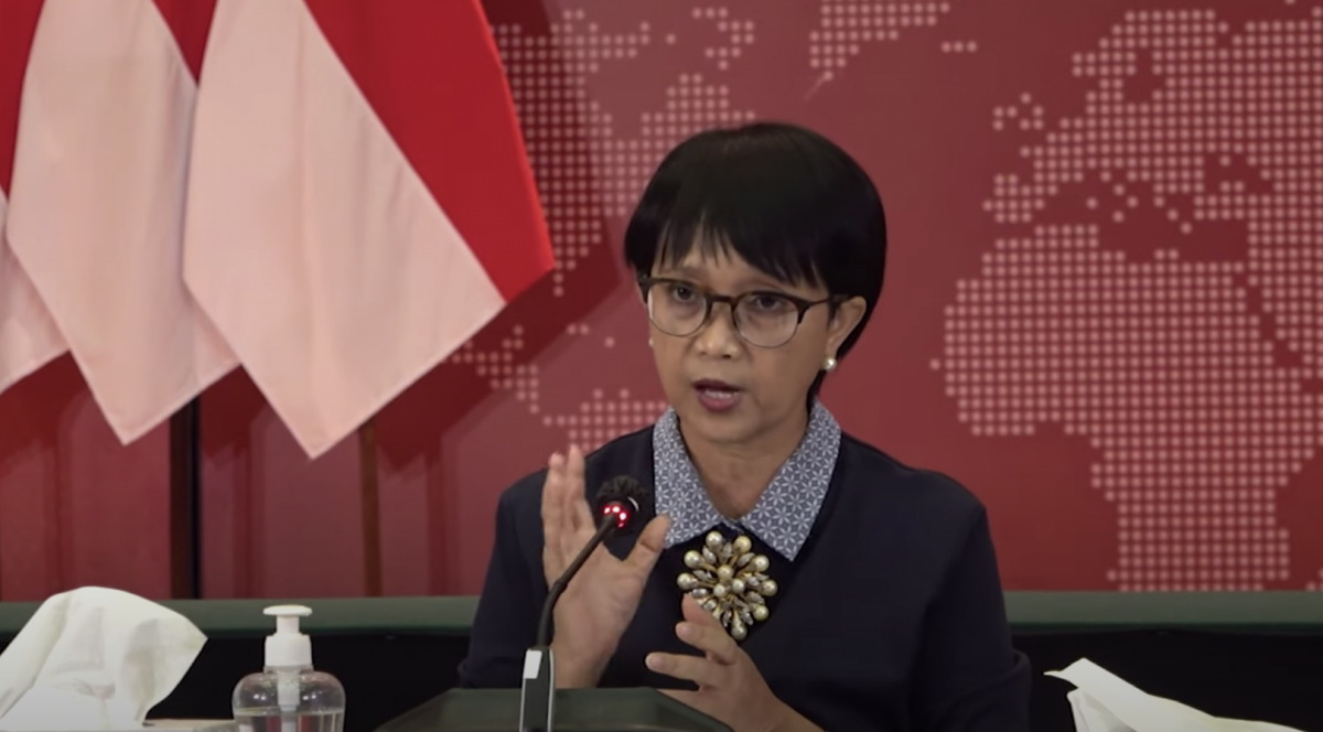 Ngoại trưởng Indonesia, bà Retno Marsudi tại buổi họp báo.
