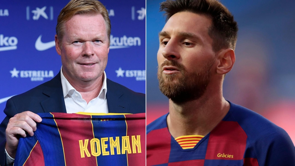 HLV Ronald Koeman phủ nhận mâu thuẫn với Lionel Messi. (Ảnh: Eurosport)