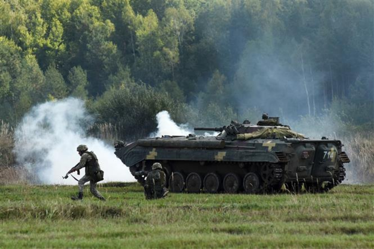 Một cuộc tập trận của binh sĩ Ukraine. Ảnh: AFP