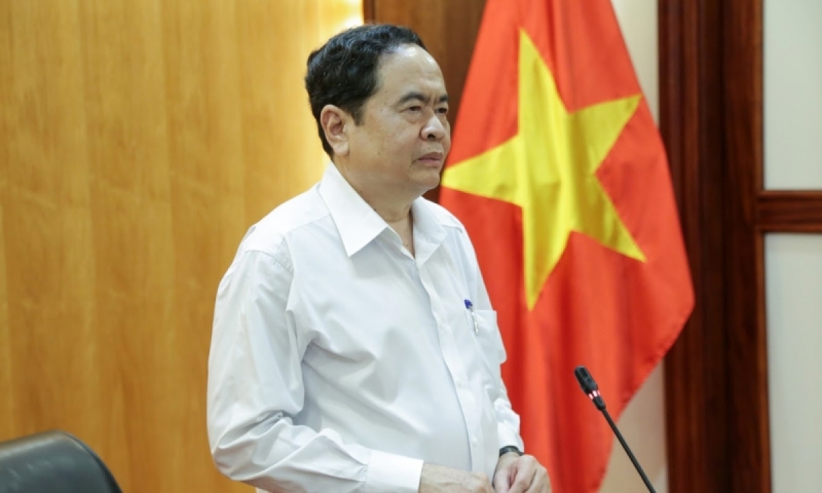 Chủ tịch UBTƯ MTTQ Việt Nam Trần Thanh Mẫn phát biểu tại cuộc họp.