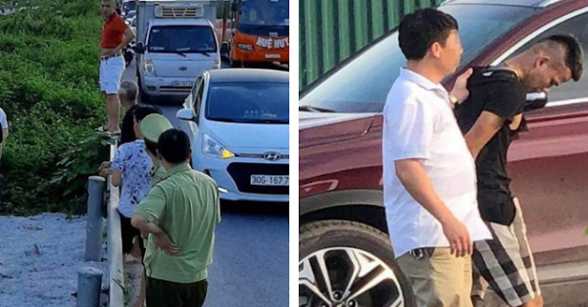 Hiện trường vụ việc và lực lượng chức năng bắt giữ đối tượng.