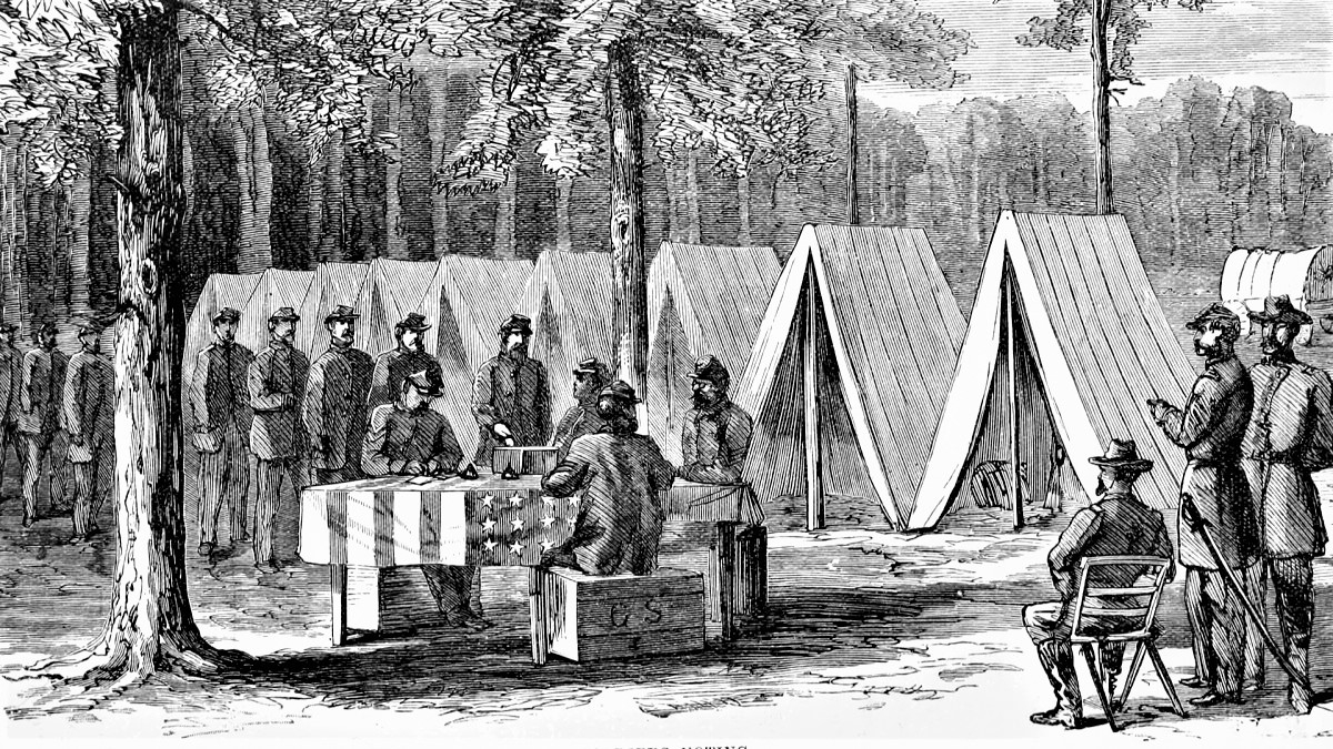 Cảnh bỏ phiếu ở Mỹ thời Nội chiến, năm 1864; Nguồn: History.com