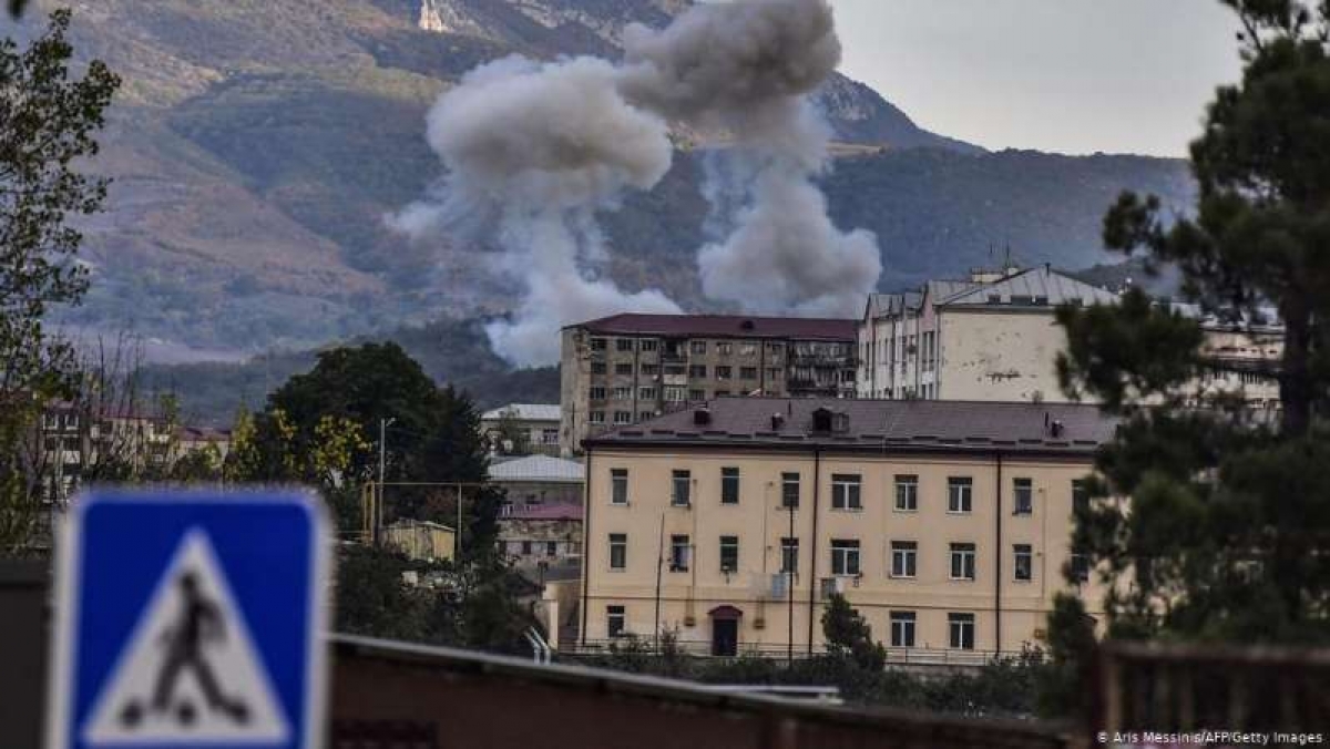 Giao tranh ở khu vực Nagorno-Karabakh hồi cuối tháng 9. Ảnh: AFP
